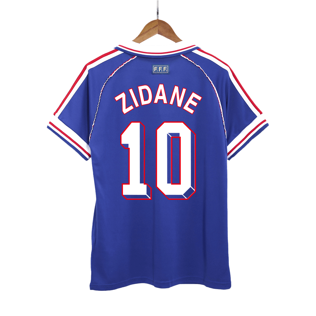France ZIDANE #10 Home Soccer Jersey Retro 1998 Front