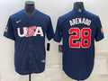 Men's 2023 World Baseball Classic #28 Nolan Arenado USA Navy Jerseys