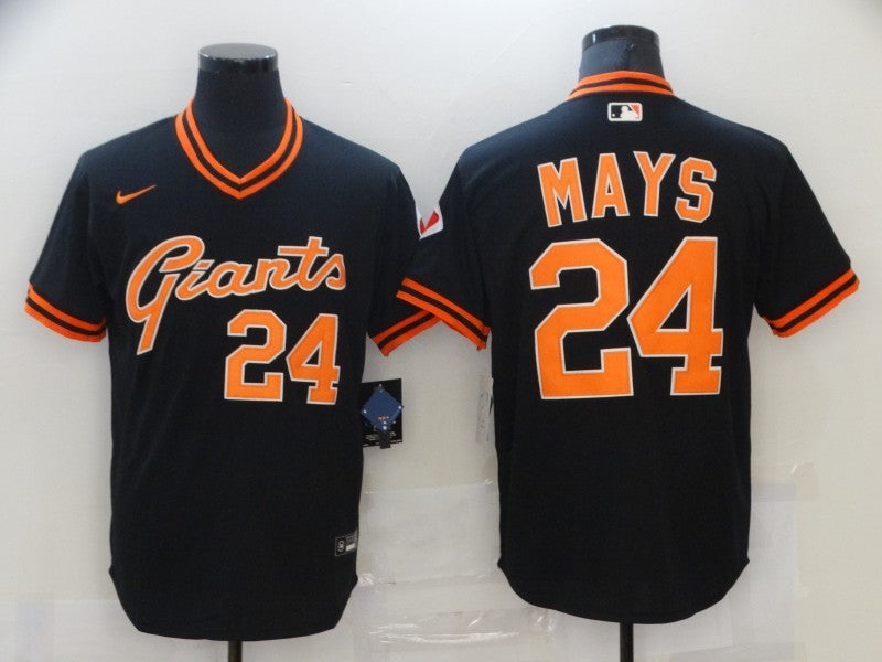Men's San Francisco Giants Willie Mays #24 Black Replica Baseball Jerseys