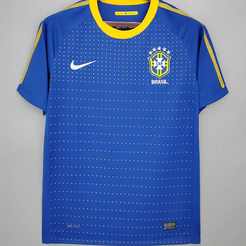 2010 Brazil Away Blue Retro Soccer Jersey Back
