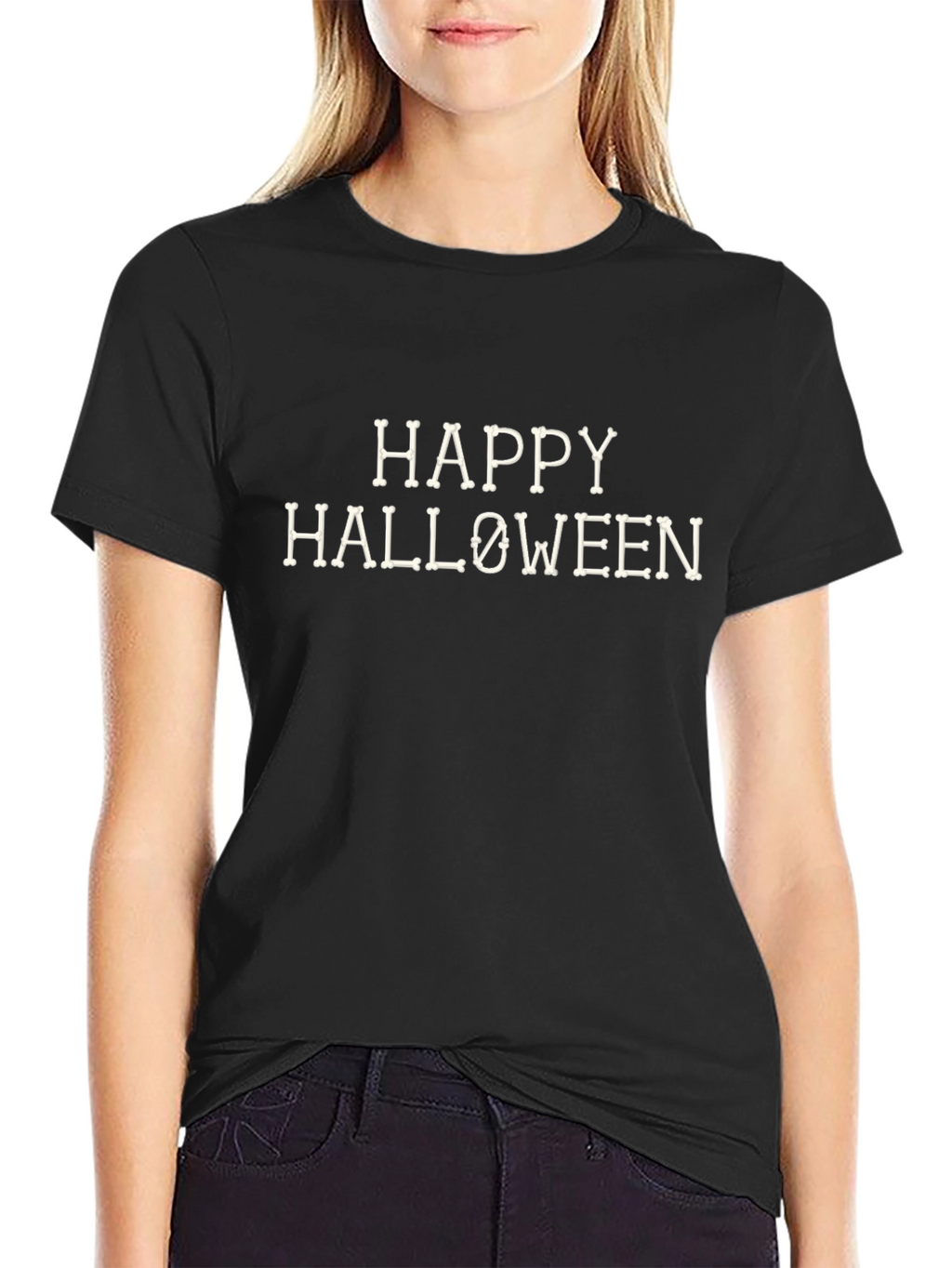 Happy Halloween Bone Lettering T-Shirt
