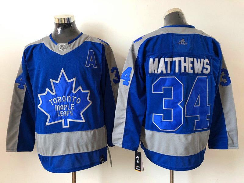 Men's Toronto Maple Leafs Auston Matthews #34 Blue/Gray Player Jerseys