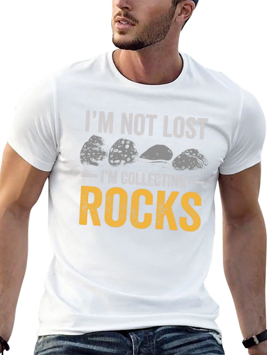 Im Not Lost Im Collecting Rocks Black Graphic Tee