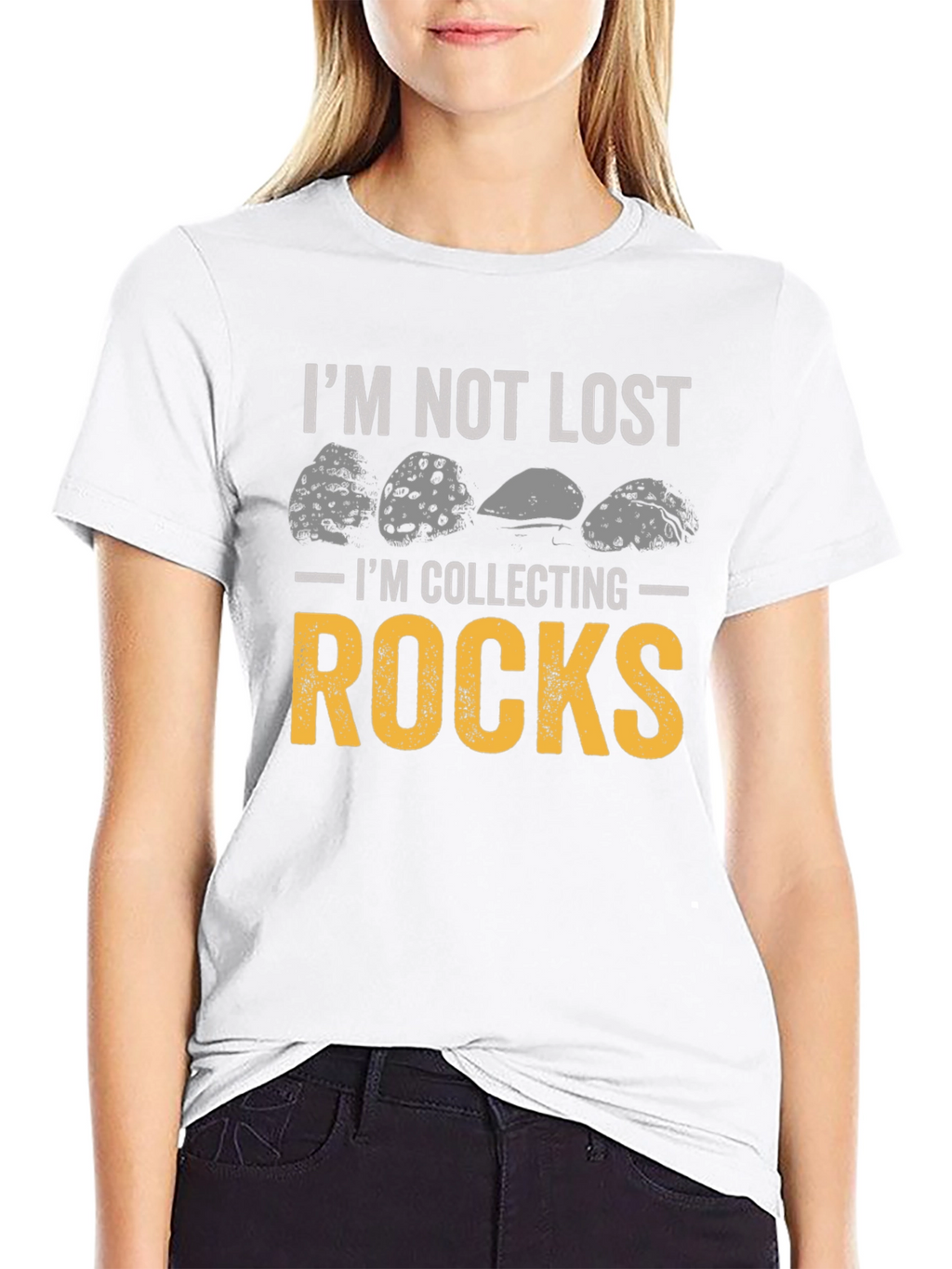 Im Not Lost Im Collecting Rocks Black Graphic Tee