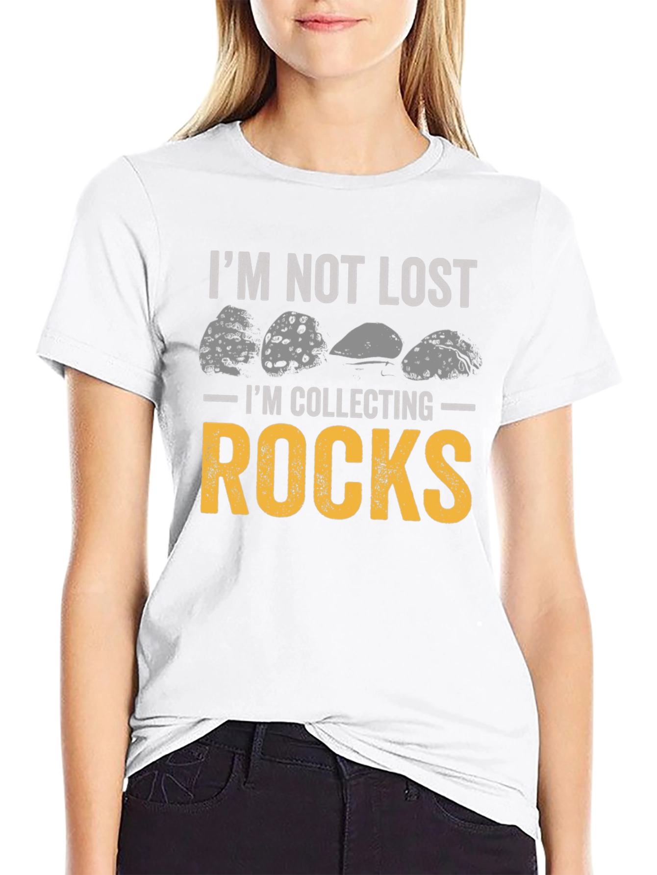 Im Not Lost Im Collecting Rocks Black Graphic Tee
