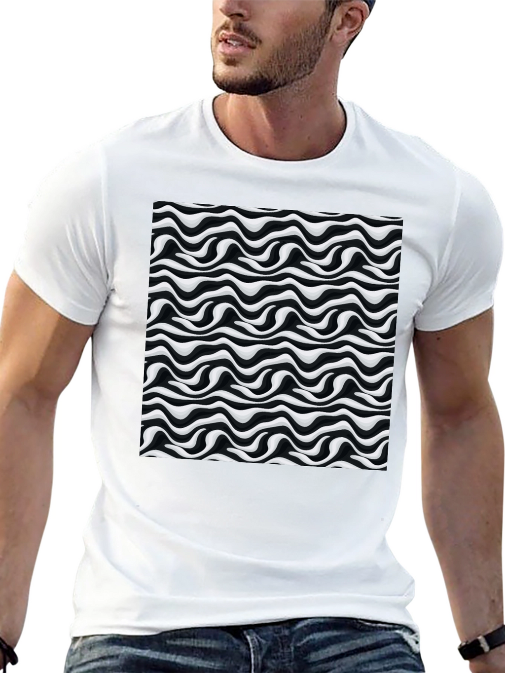 Abstract Wave Black T-Shirt