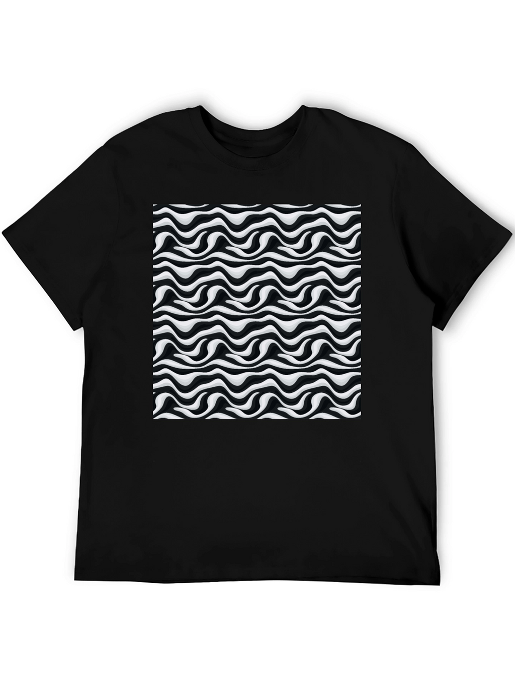 Abstract Wave Black T-Shirt