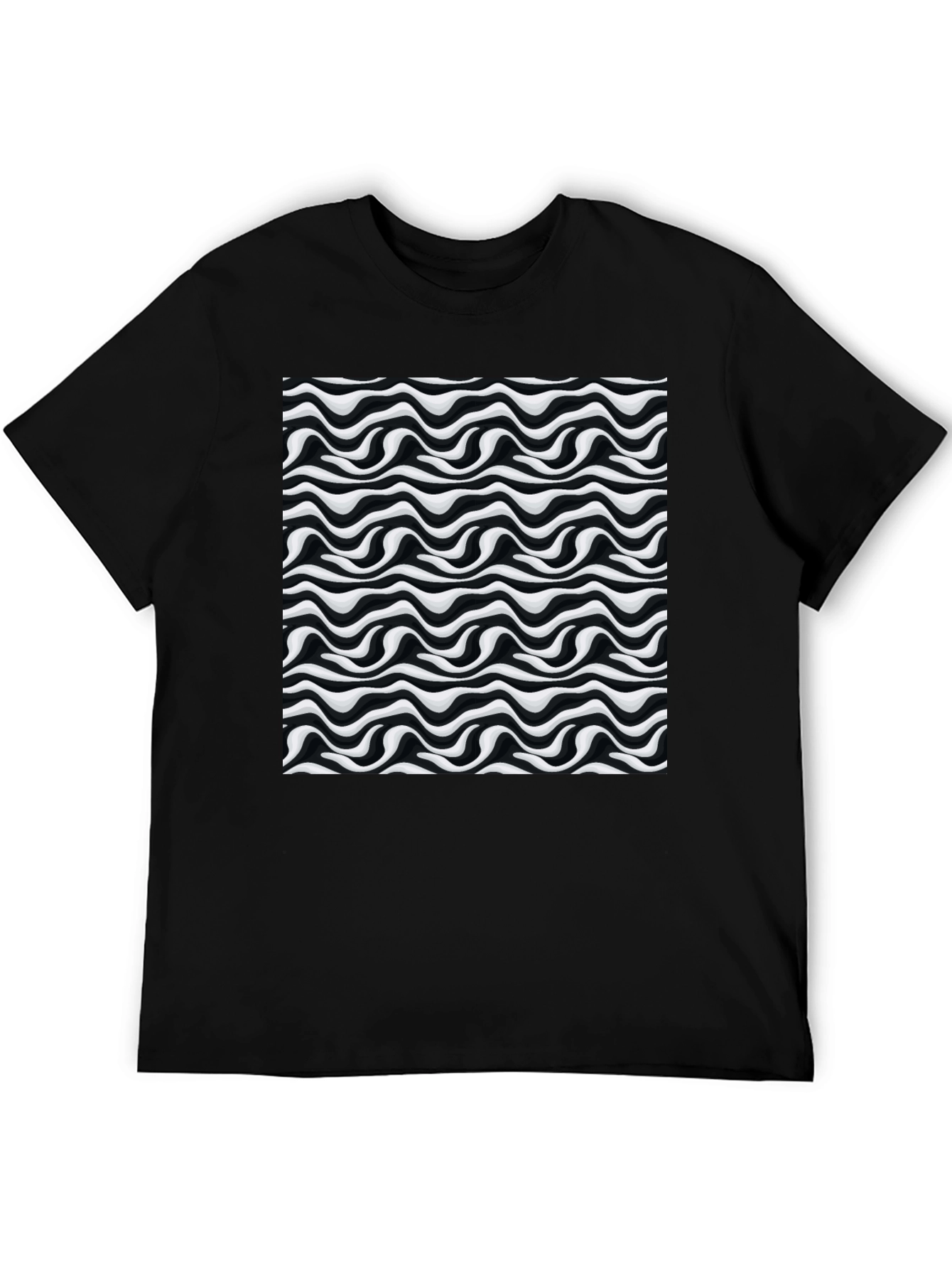 Abstract Wave Black T-Shirt