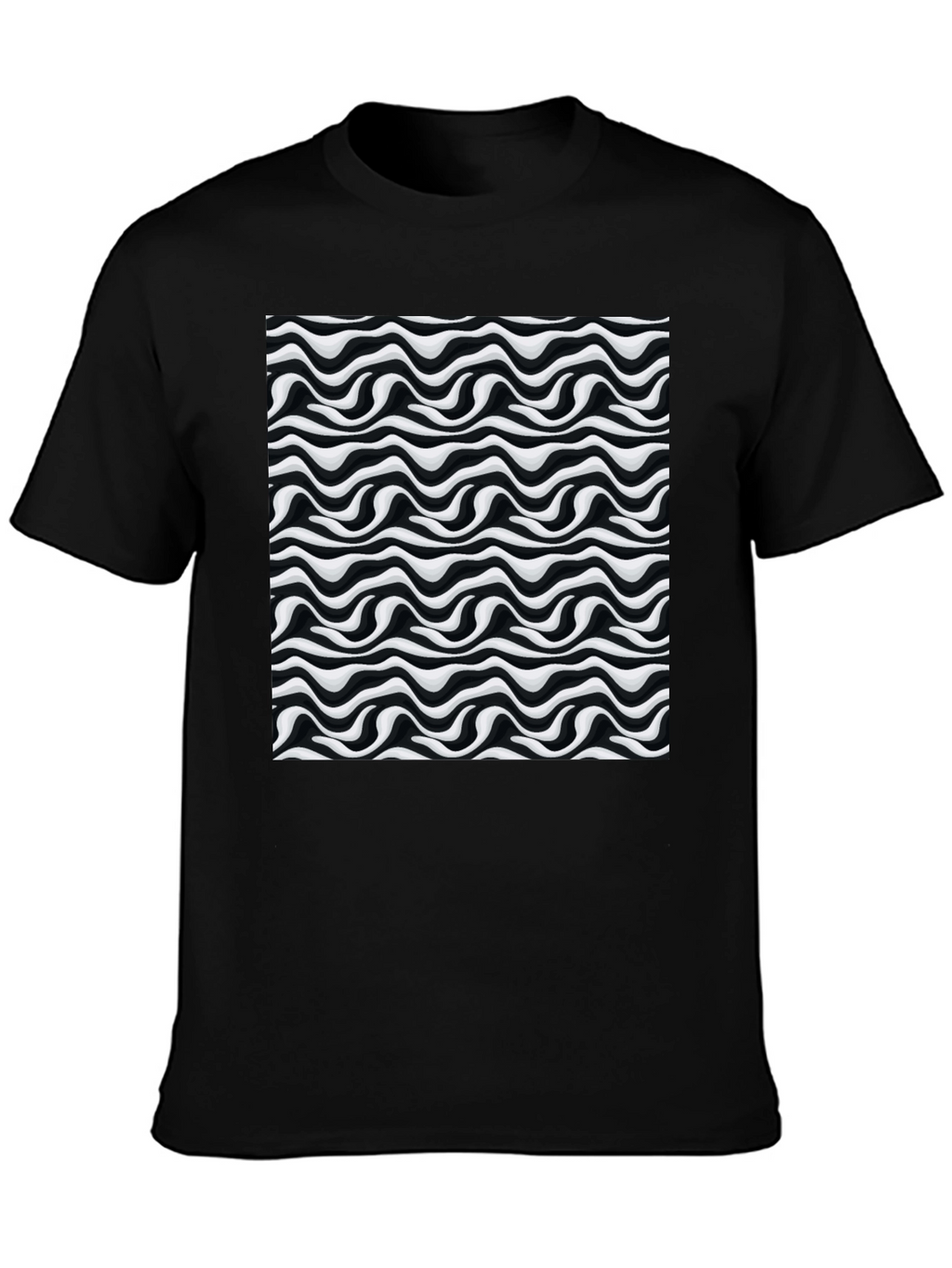 Abstract Wave Black T-Shirt