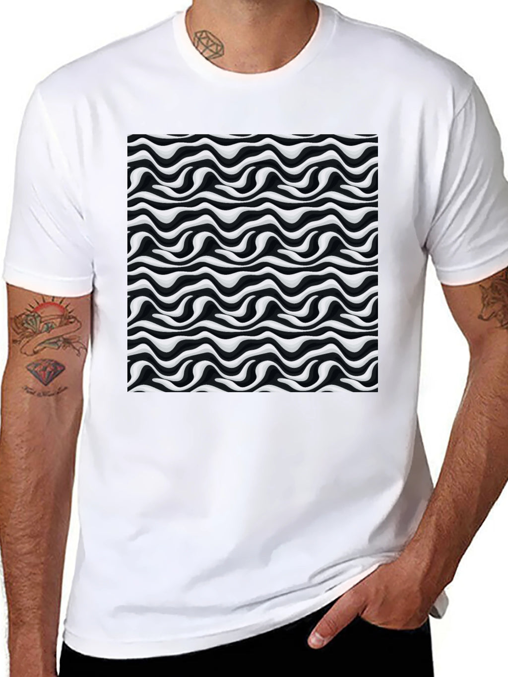 Abstract Wave Black T-Shirt