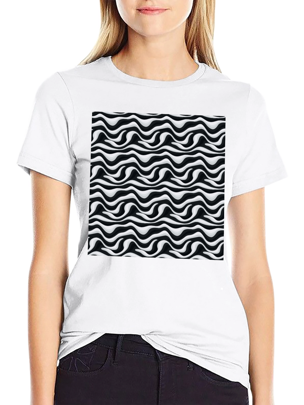 Abstract Wave Black T-Shirt