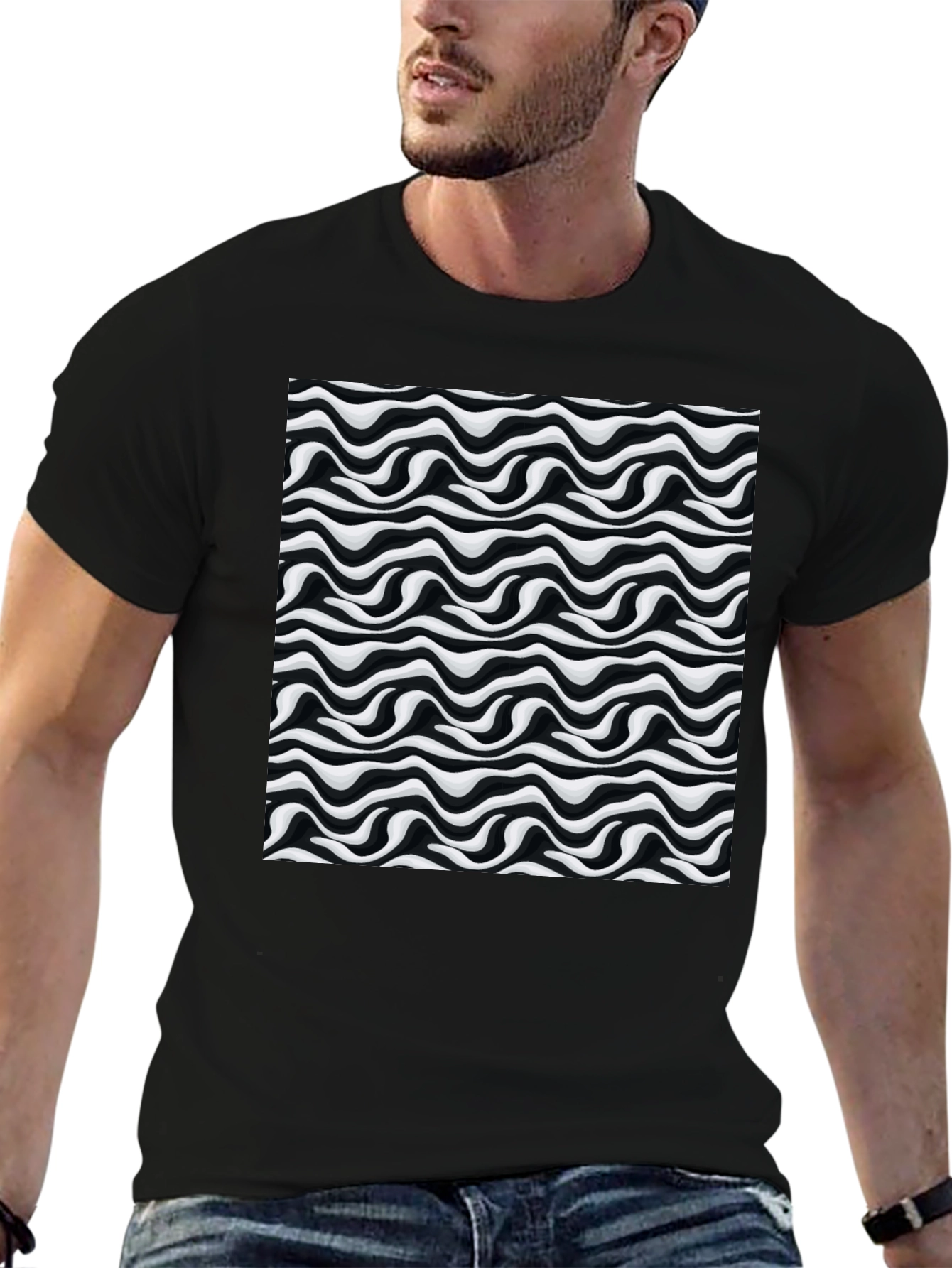 Abstract Wave Black T-Shirt