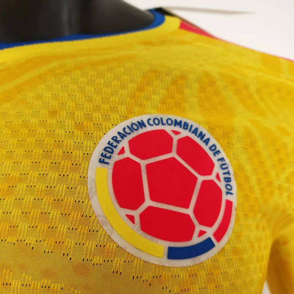 2026/27 Colombia Home Yellow Player Version Long Sleeve Soccer Jersey Detail 2