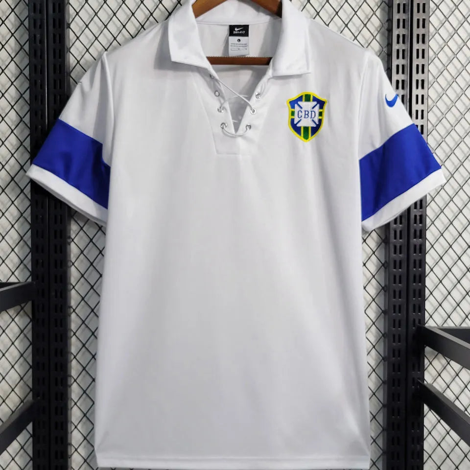 2004 Brazil Away White Retro Soccer Jersey Front