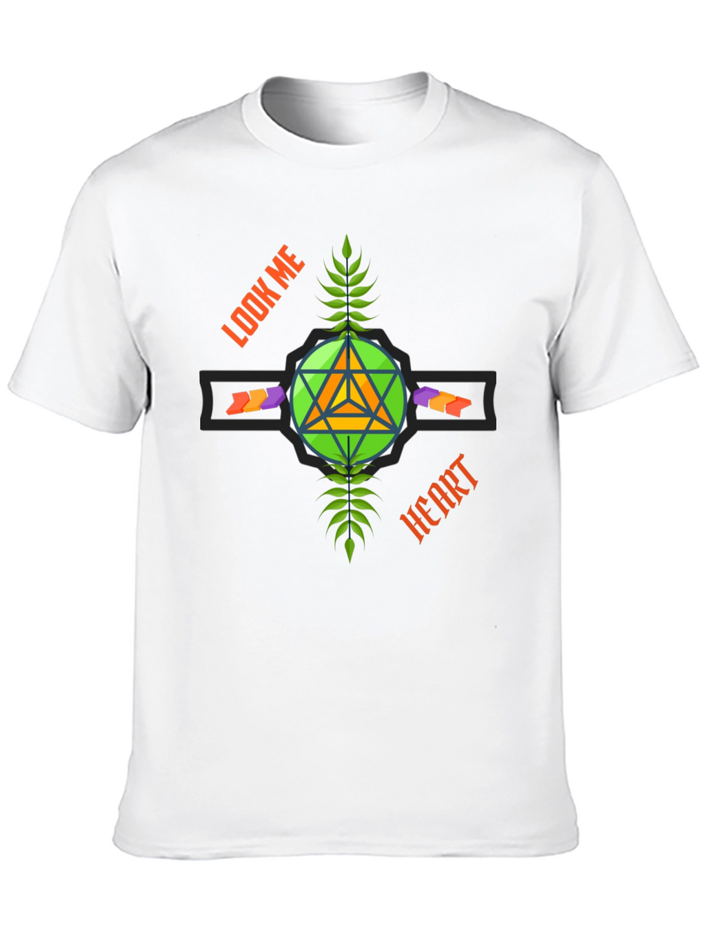 Geometric Heart Design Black T-Shirt