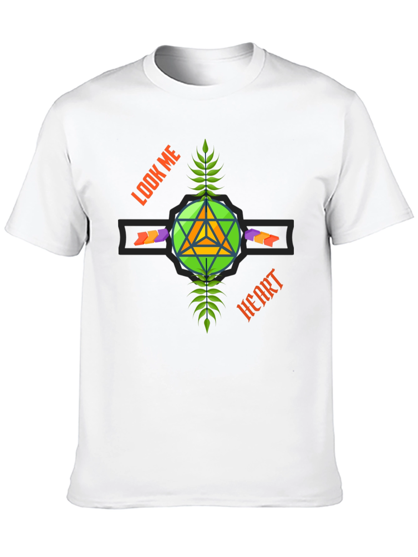 Geometric Heart Design Black T-Shirt