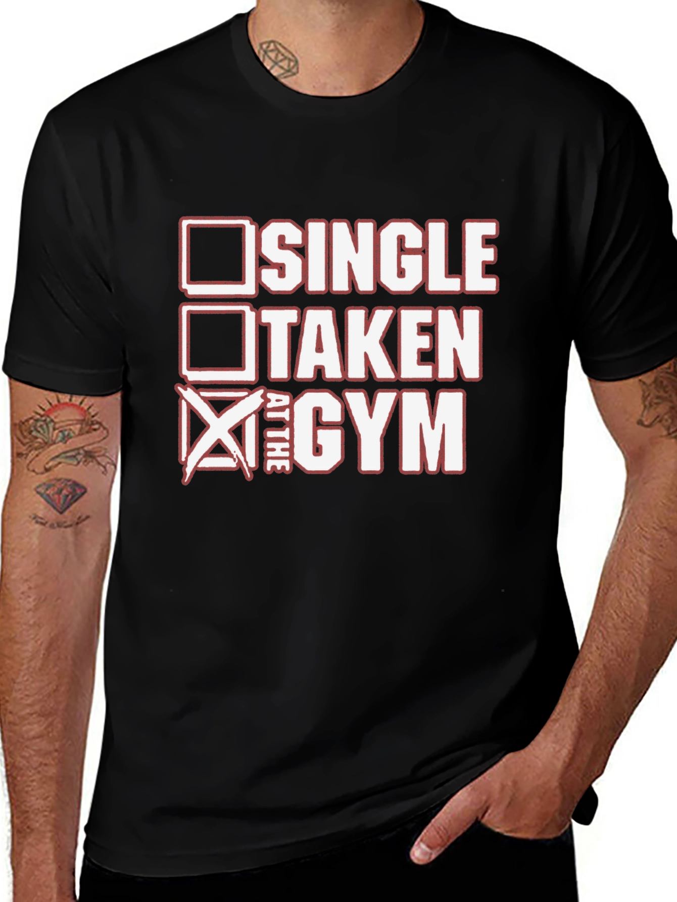 Single Taken At The Gym Graphic Tee - Fitness Humor