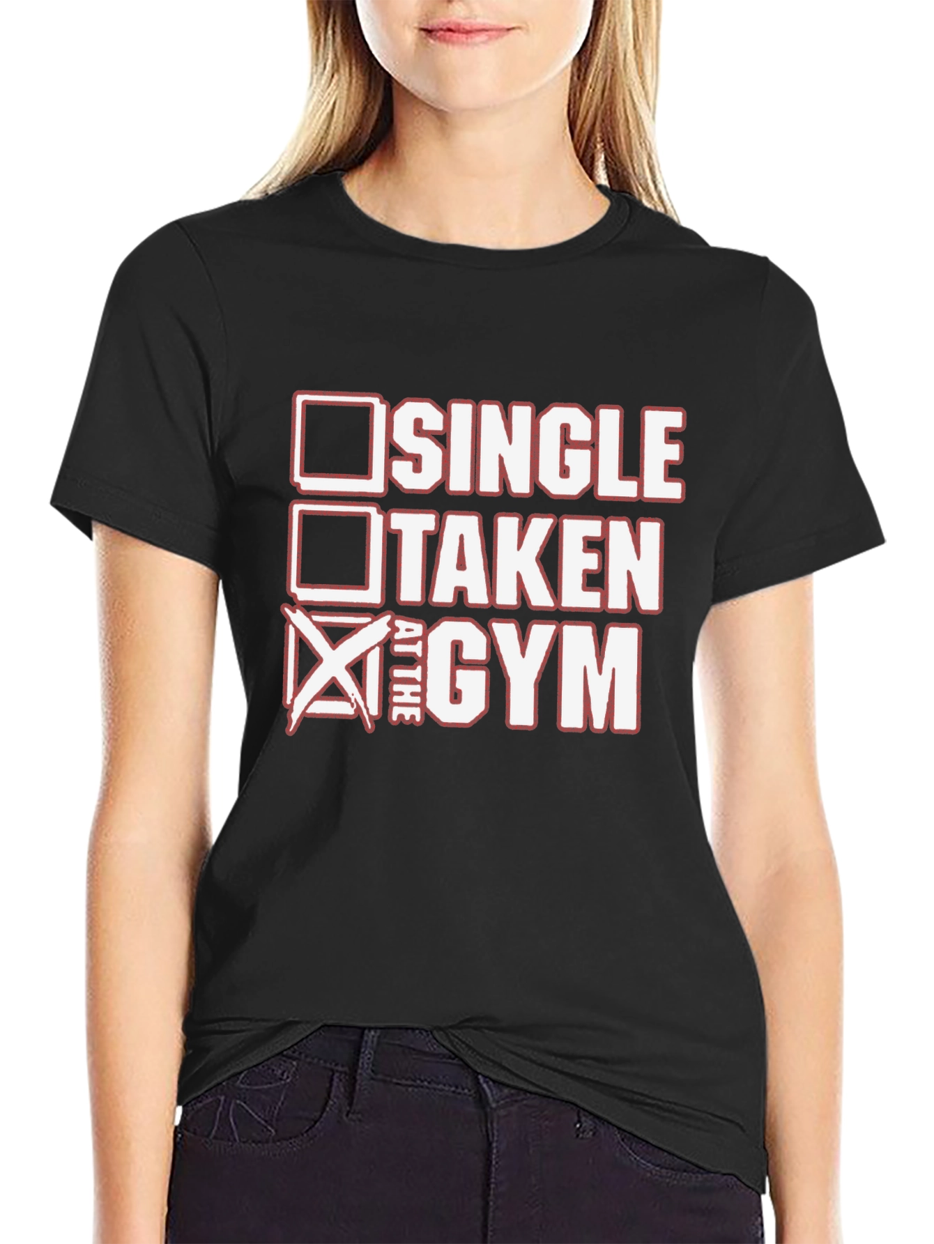 Single Taken At The Gym Graphic Tee - Fitness Humor