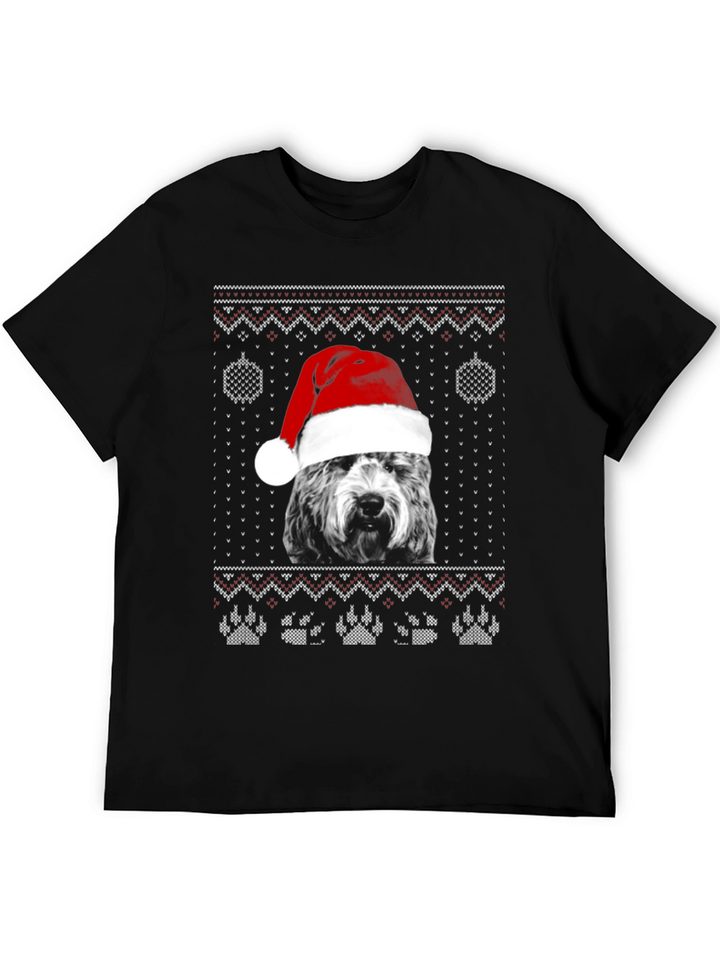 Dog in Santa Hat Christmas Sweater T-Shirt