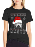 Dog in Santa Hat Christmas Sweater T-Shirt