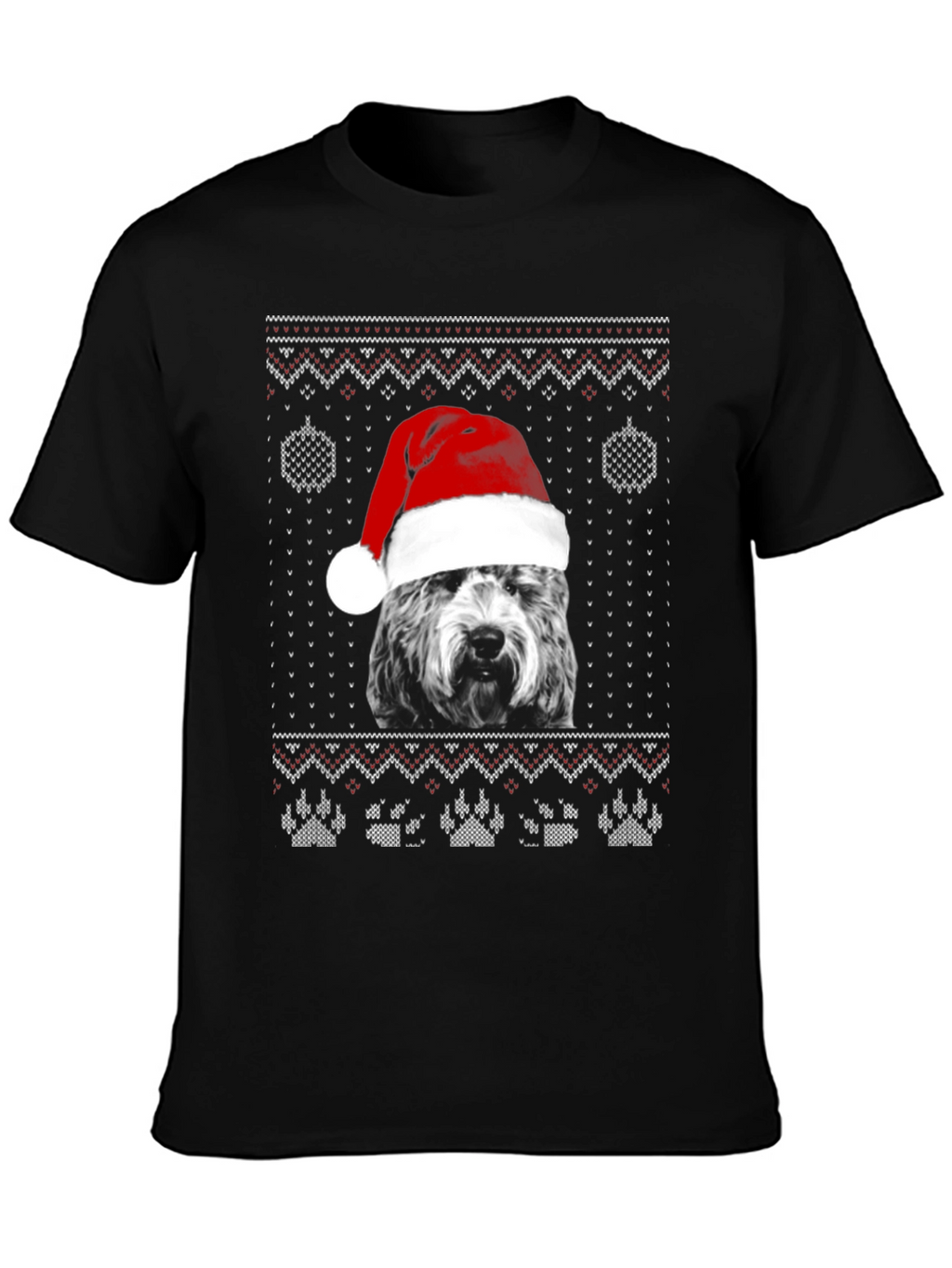 Dog in Santa Hat Christmas Sweater T-Shirt