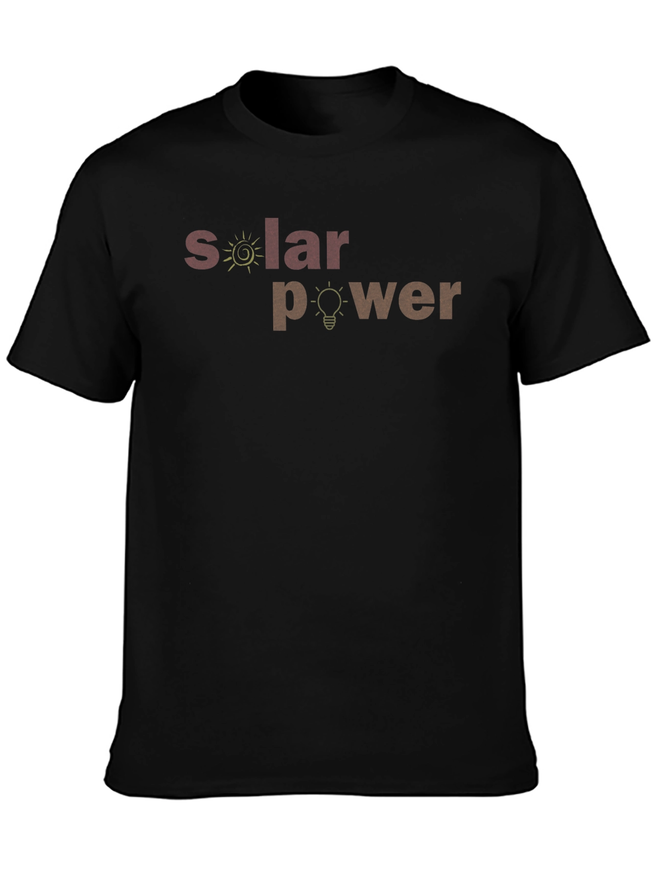 Solar Power Graphic T-Shirt Black Crew Neck