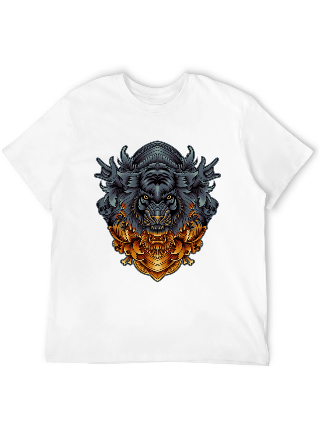 Tiger Ornamental Graphic Black T-Shirt