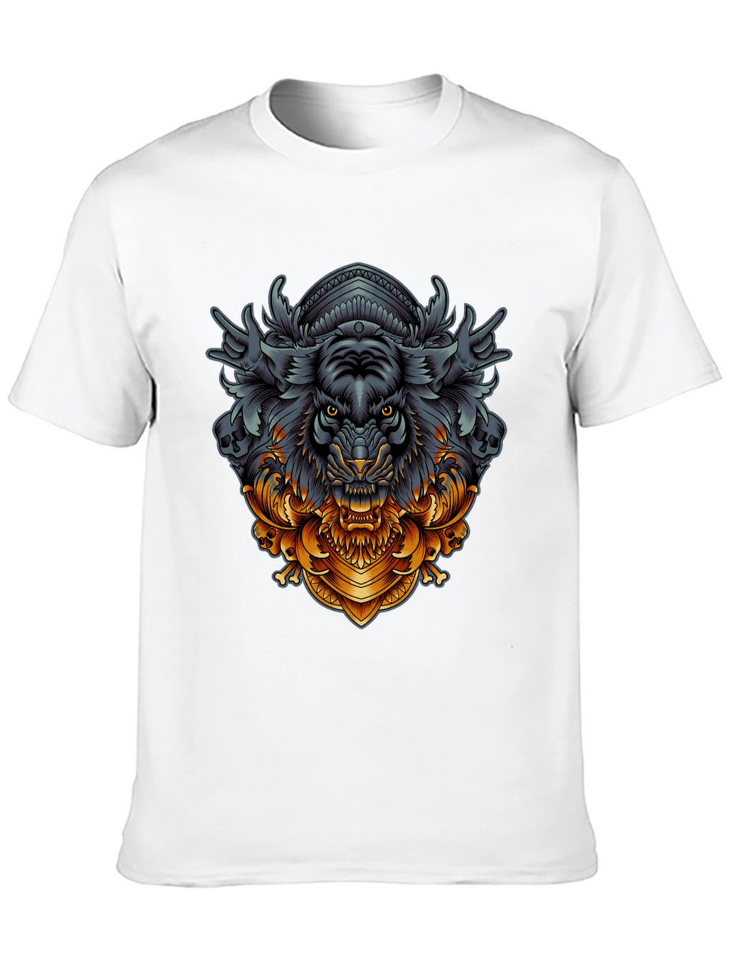 Tiger Ornamental Graphic Black T-Shirt