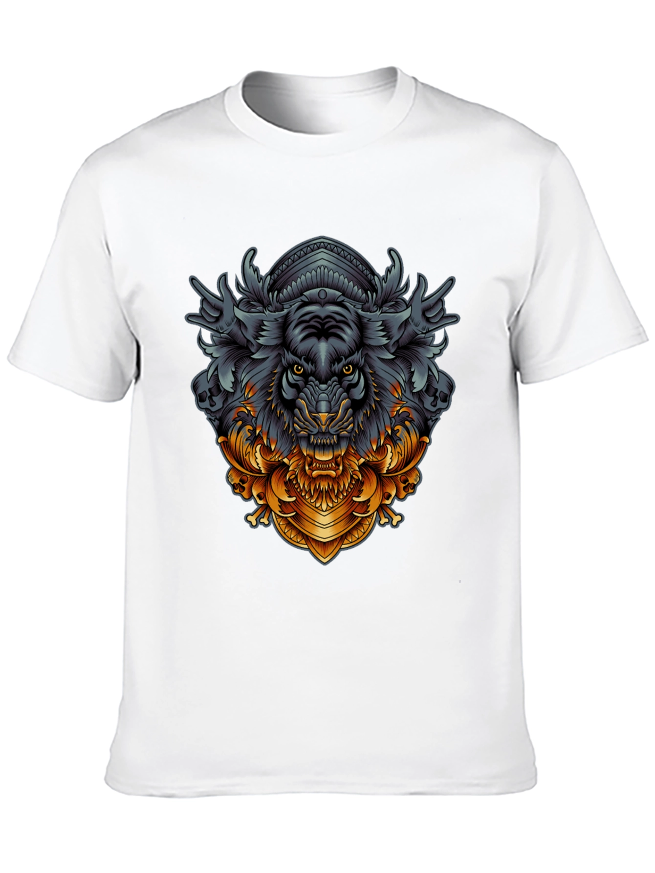 Tiger Ornamental Graphic Black T-Shirt