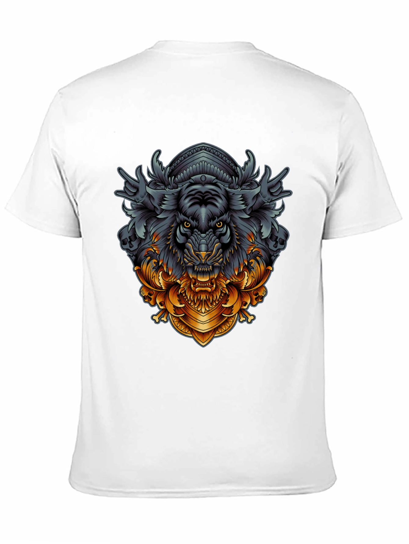 Tiger Ornamental Graphic Black T-Shirt