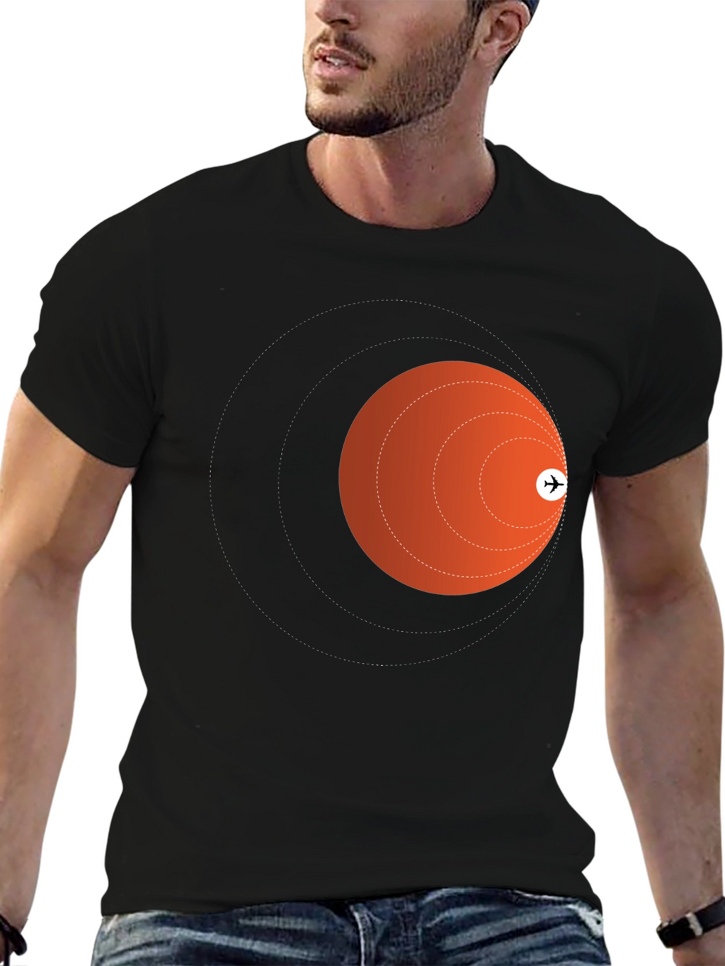 Airplane Trajectory Black T-Shirt
