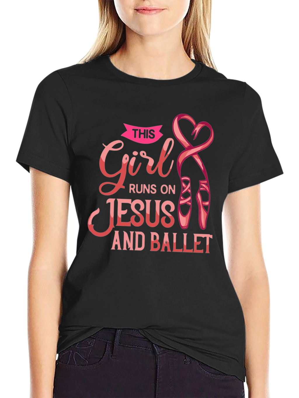 Girl Runs on Jesus and Ballet Black T-Shirt