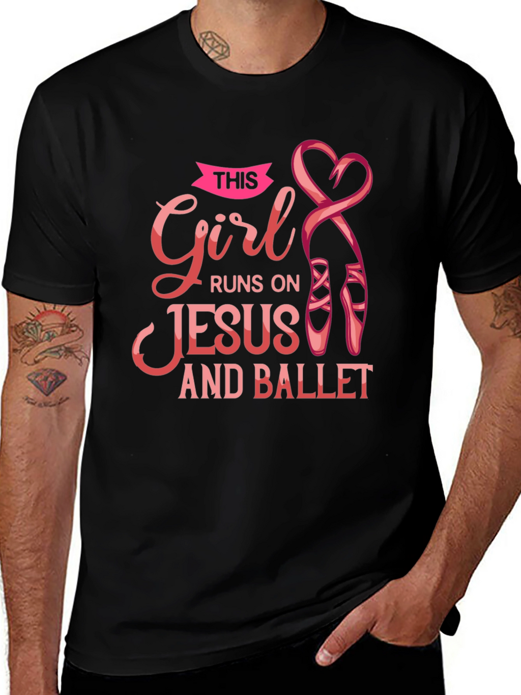Girl Runs on Jesus and Ballet Black T-Shirt