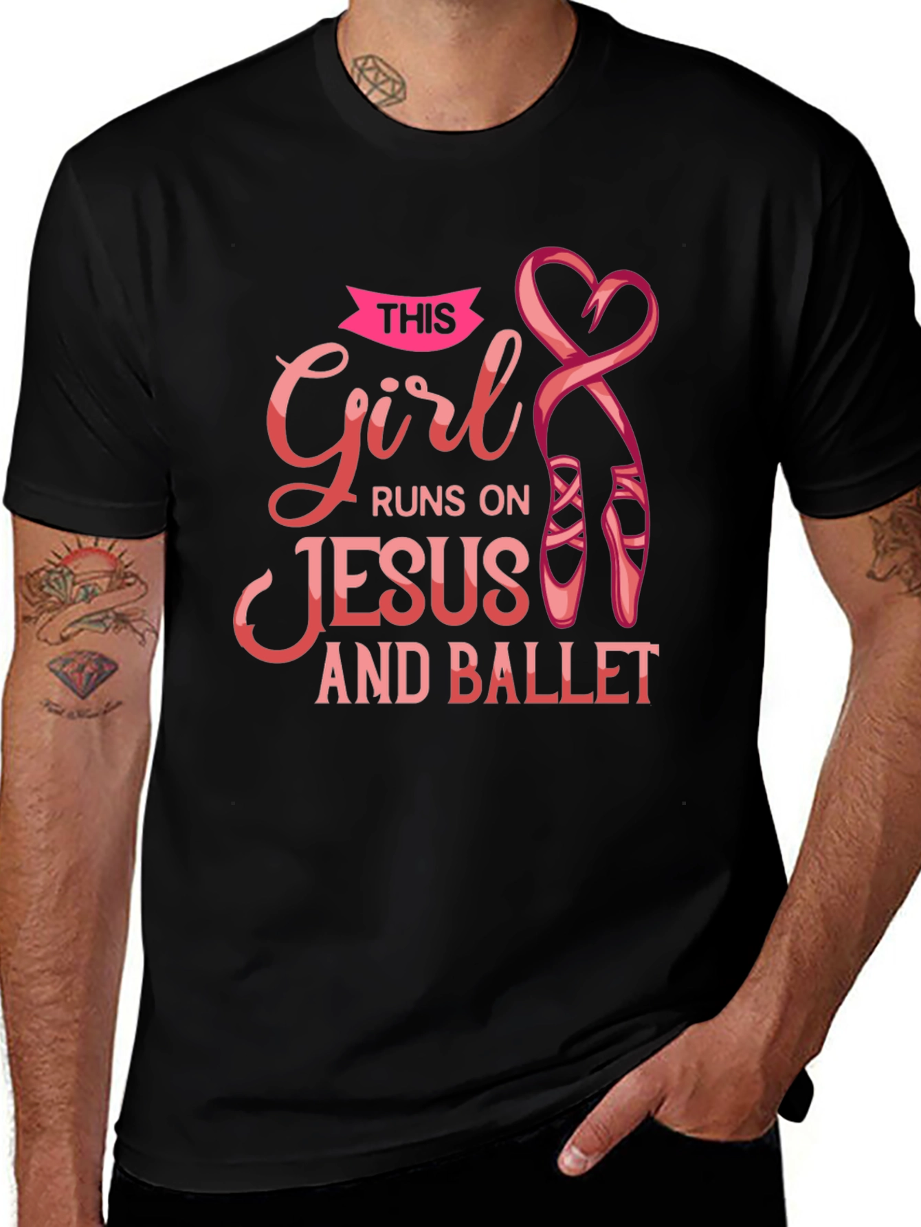 Girl Runs on Jesus and Ballet Black T-Shirt