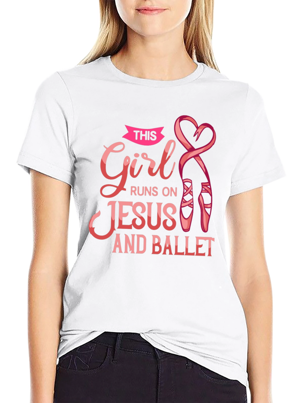 Girl Runs on Jesus and Ballet Black T-Shirt