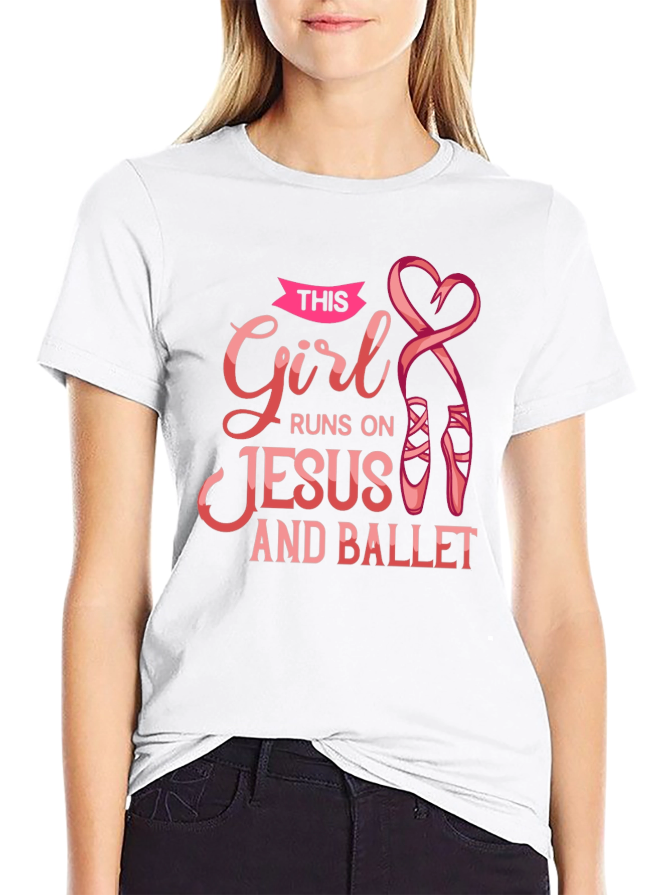 Girl Runs on Jesus and Ballet Black T-Shirt