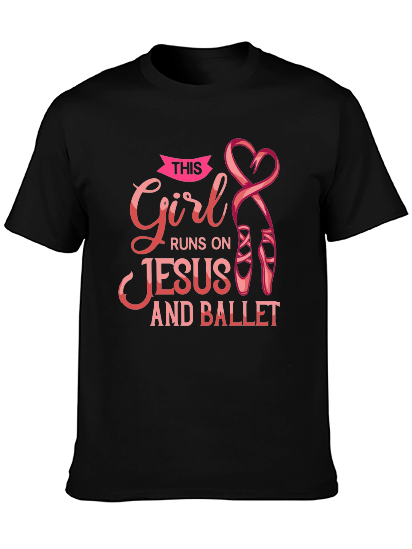 Girl Runs on Jesus and Ballet Black T-Shirt