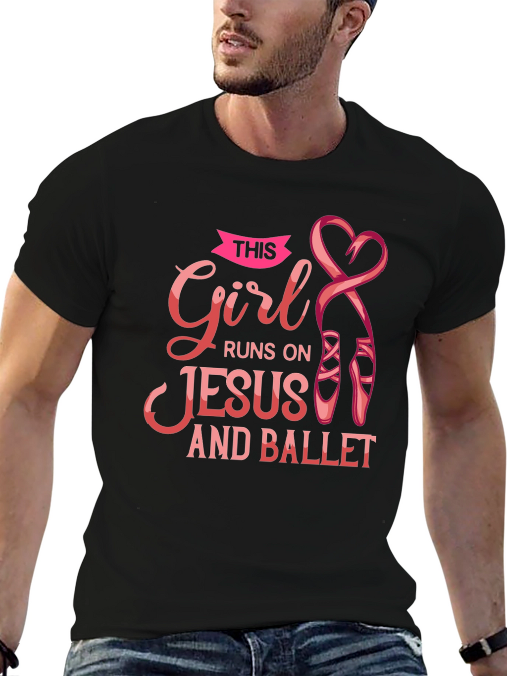 Girl Runs on Jesus and Ballet Black T-Shirt