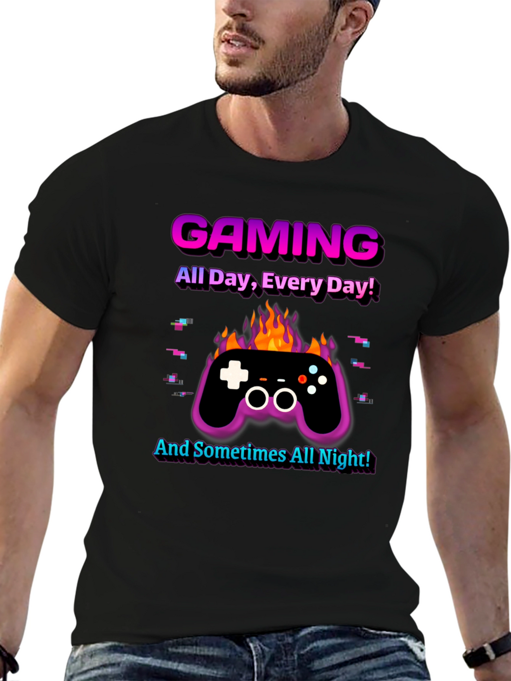 Gaming All Day Every Day Black T-Shirt