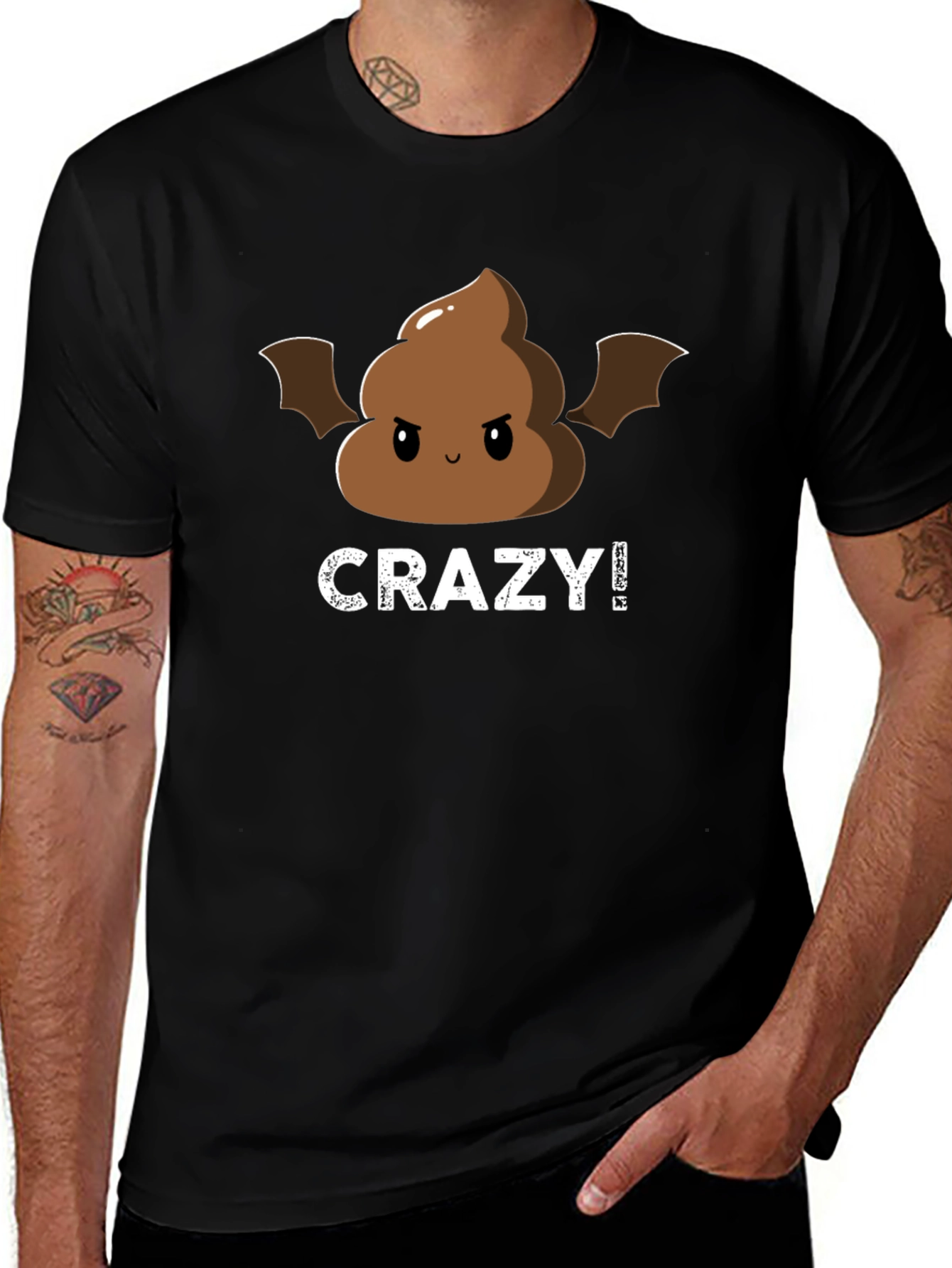 Crazy Poop Emoji Bat Graphic Tee