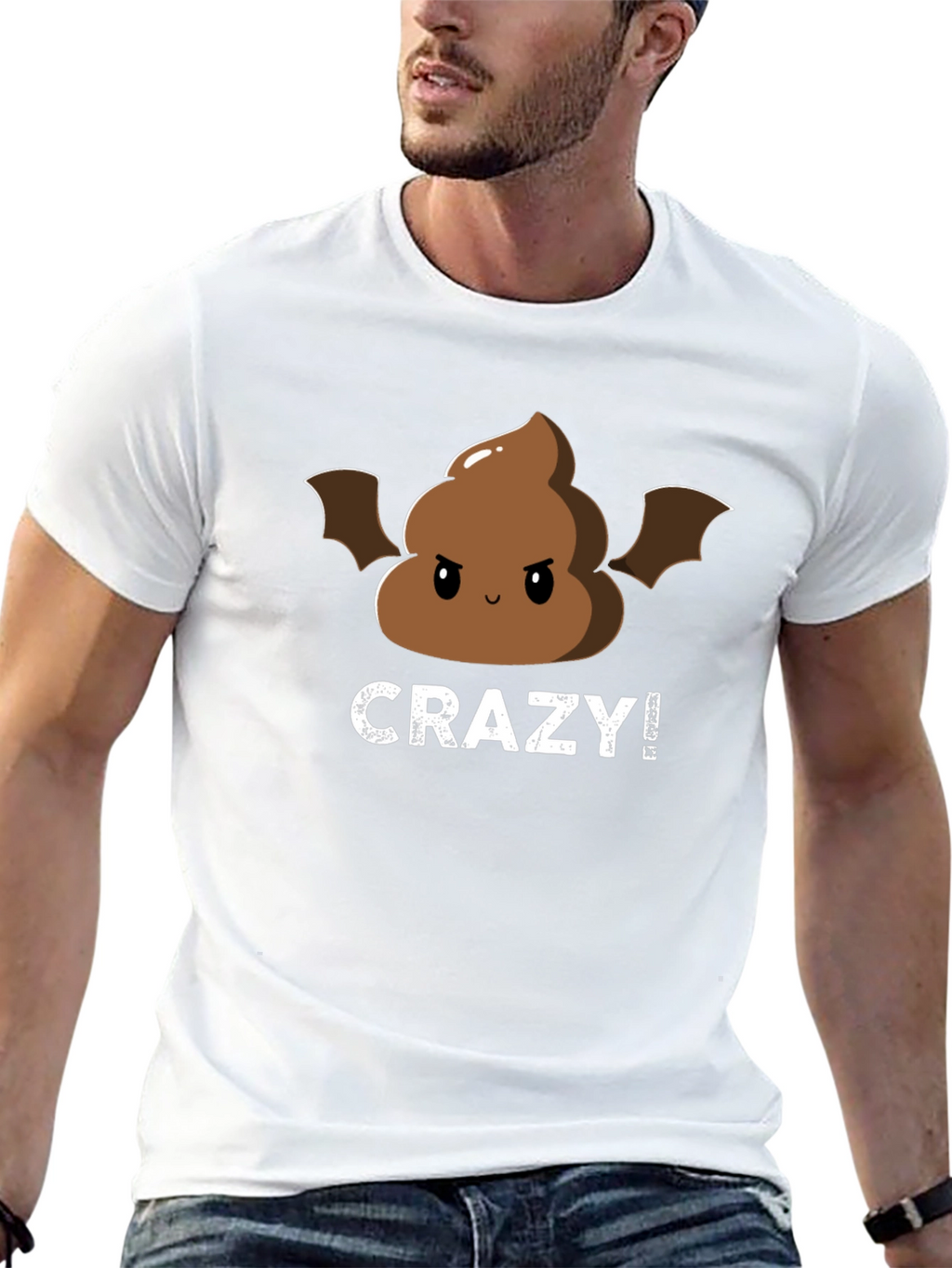 Crazy Poop Emoji Bat Graphic Tee