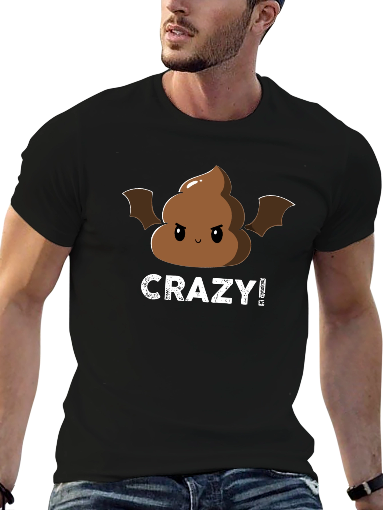 Crazy Poop Emoji Bat Graphic Tee