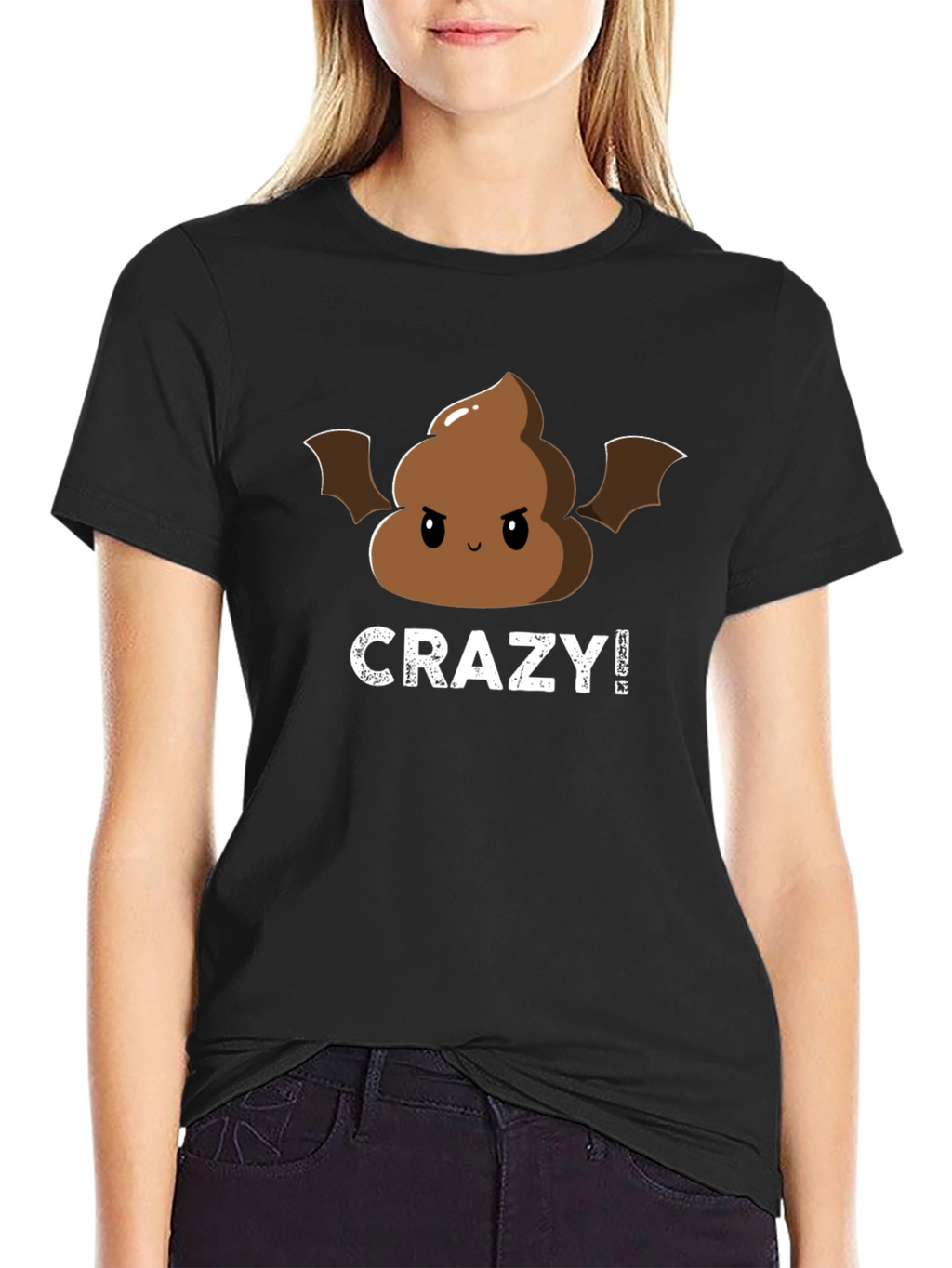 Crazy Poop Emoji Bat Graphic Tee