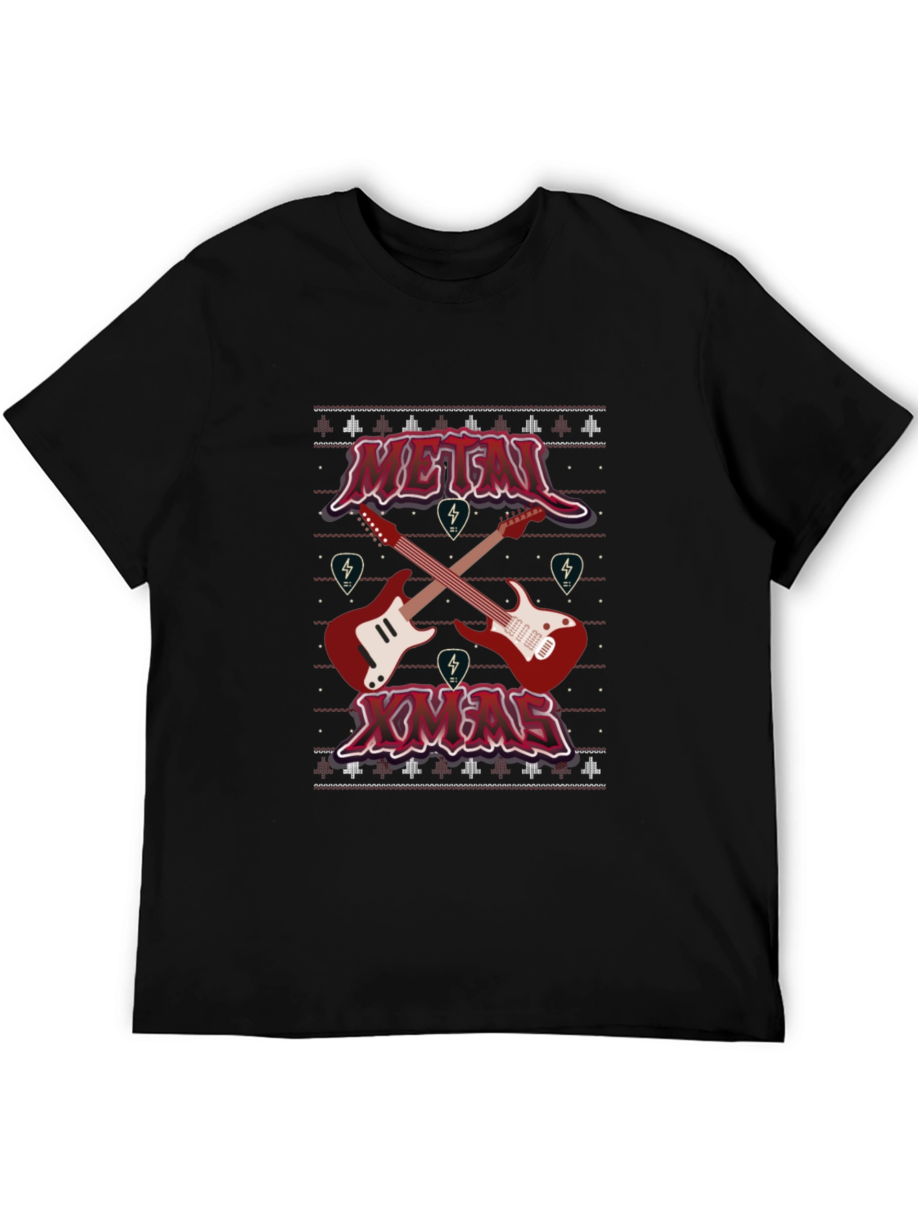 Metal Xmas Guitar Graphic T-Shirt