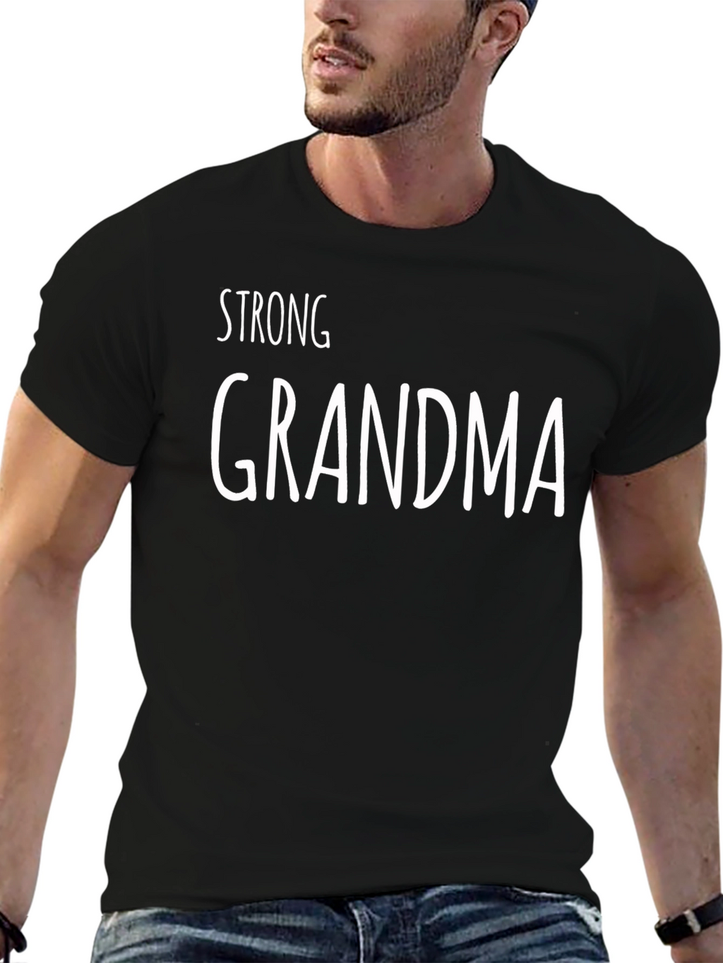 Strong Grandma Black T-Shirt