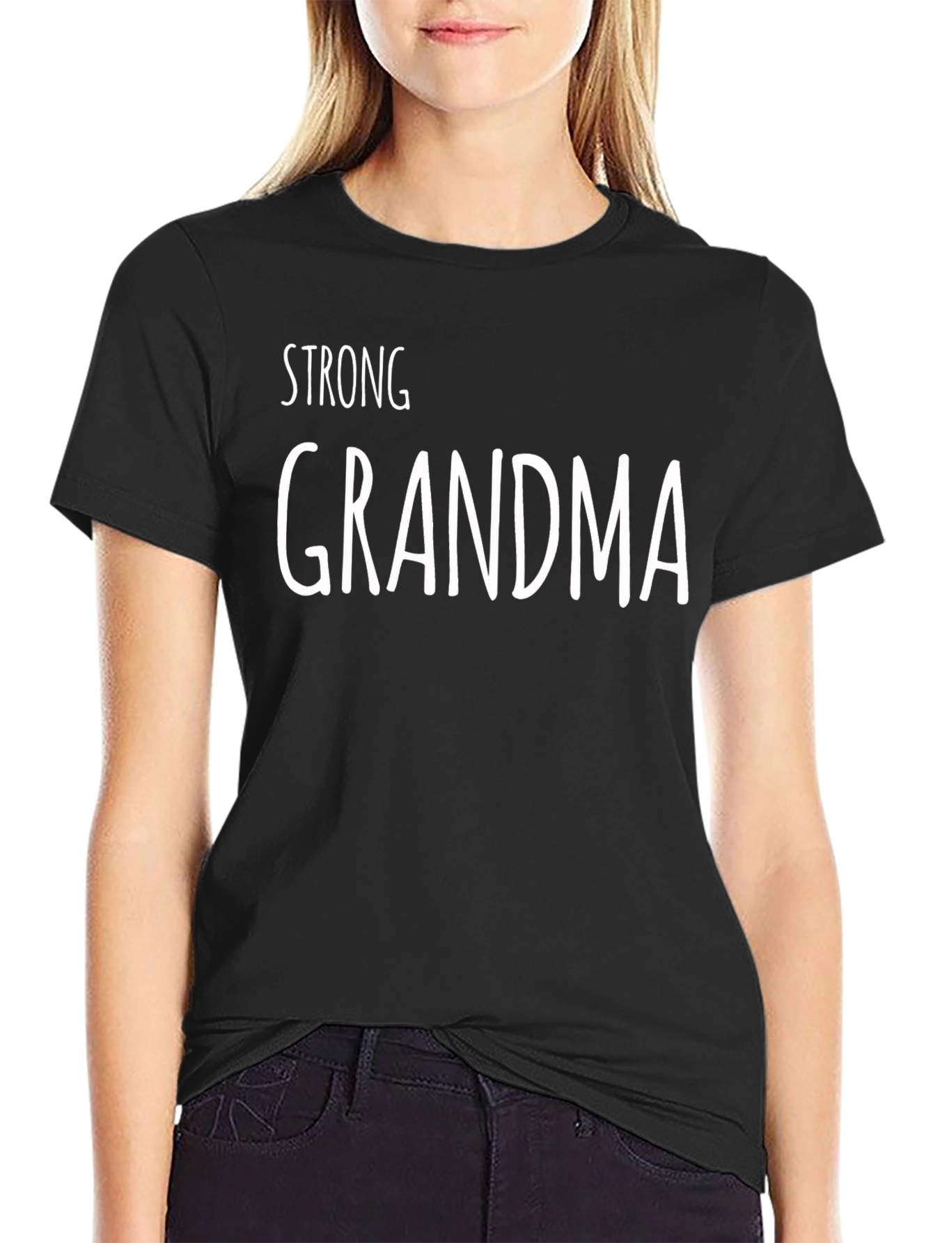 Strong Grandma Black T-Shirt