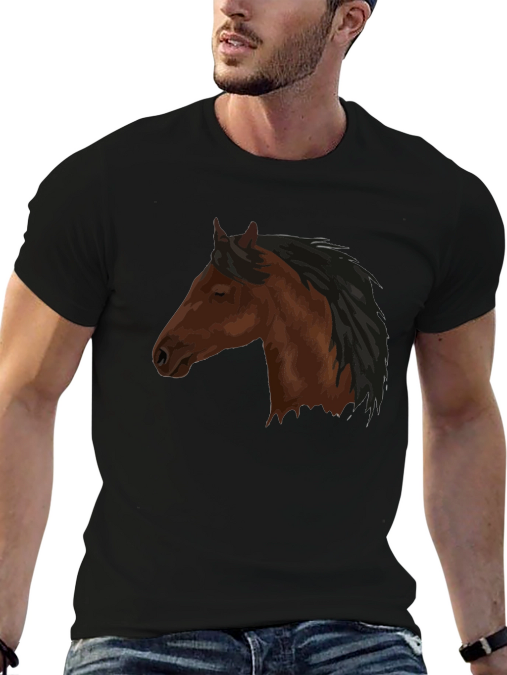 Horse Head Graphic Tee - Unisex Black Shirt