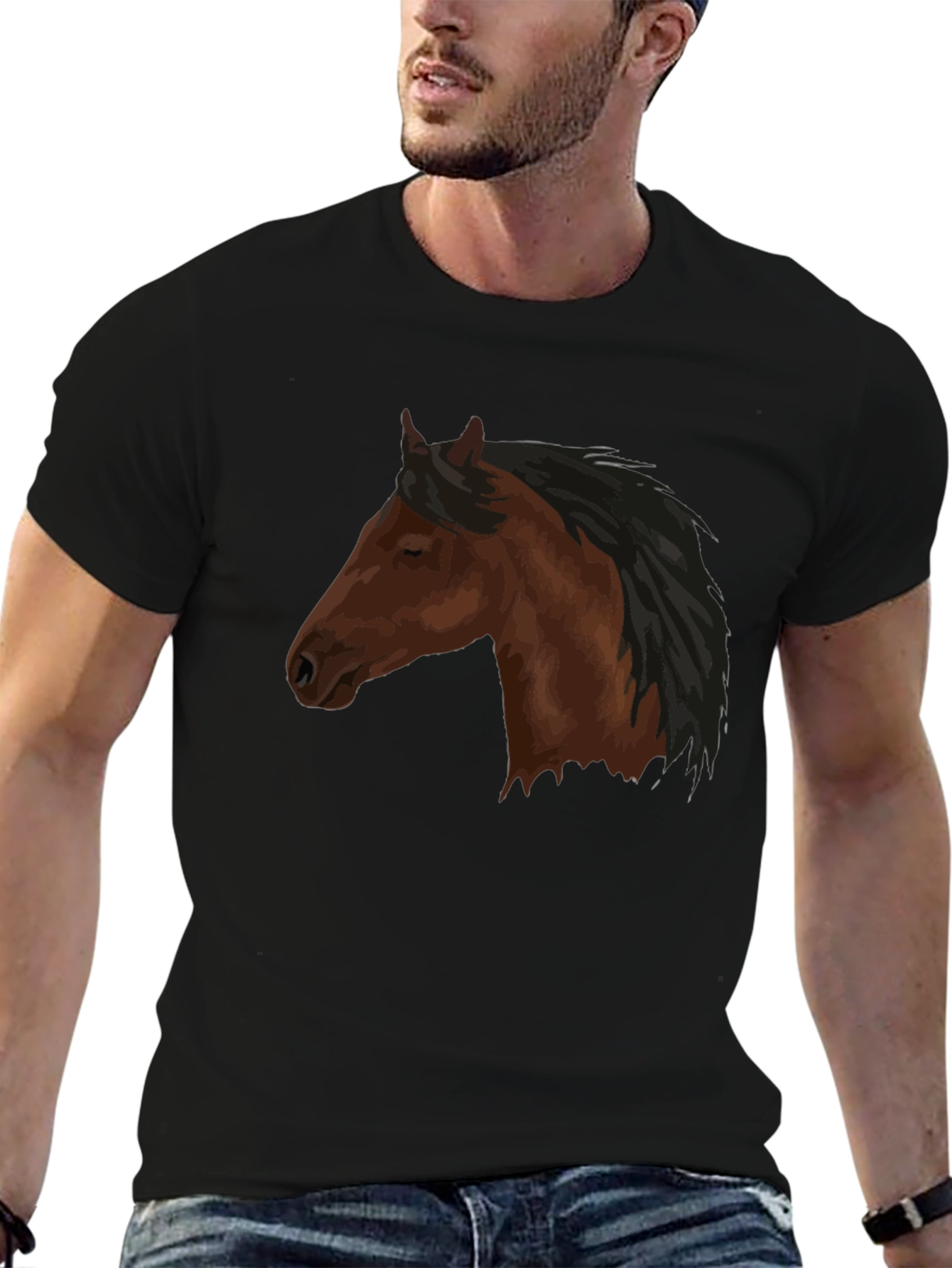 Horse Head Graphic Tee - Unisex Black Shirt