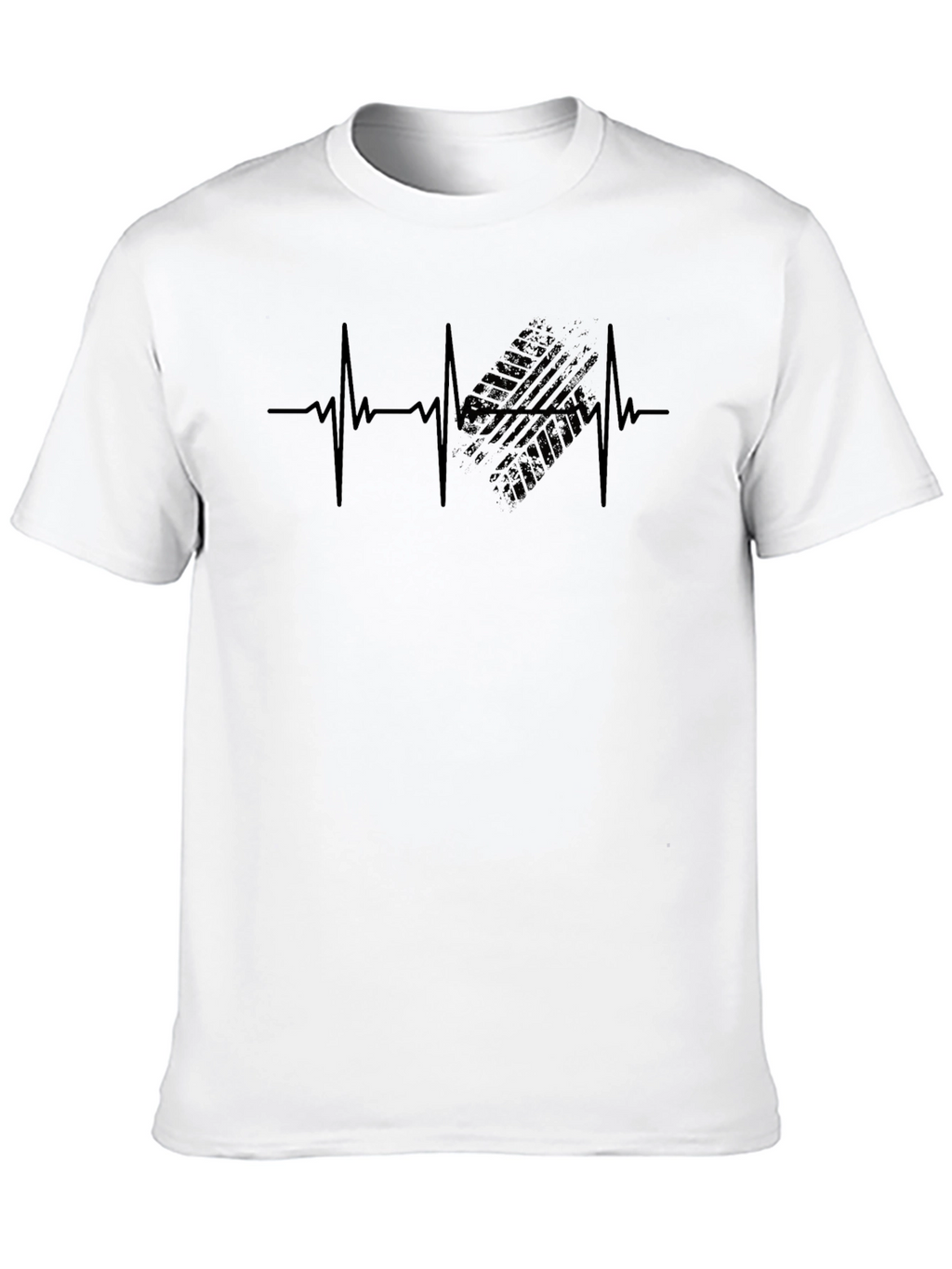 Heartbeat Tire Track T-Shirt - Mens Black Graphic Tee