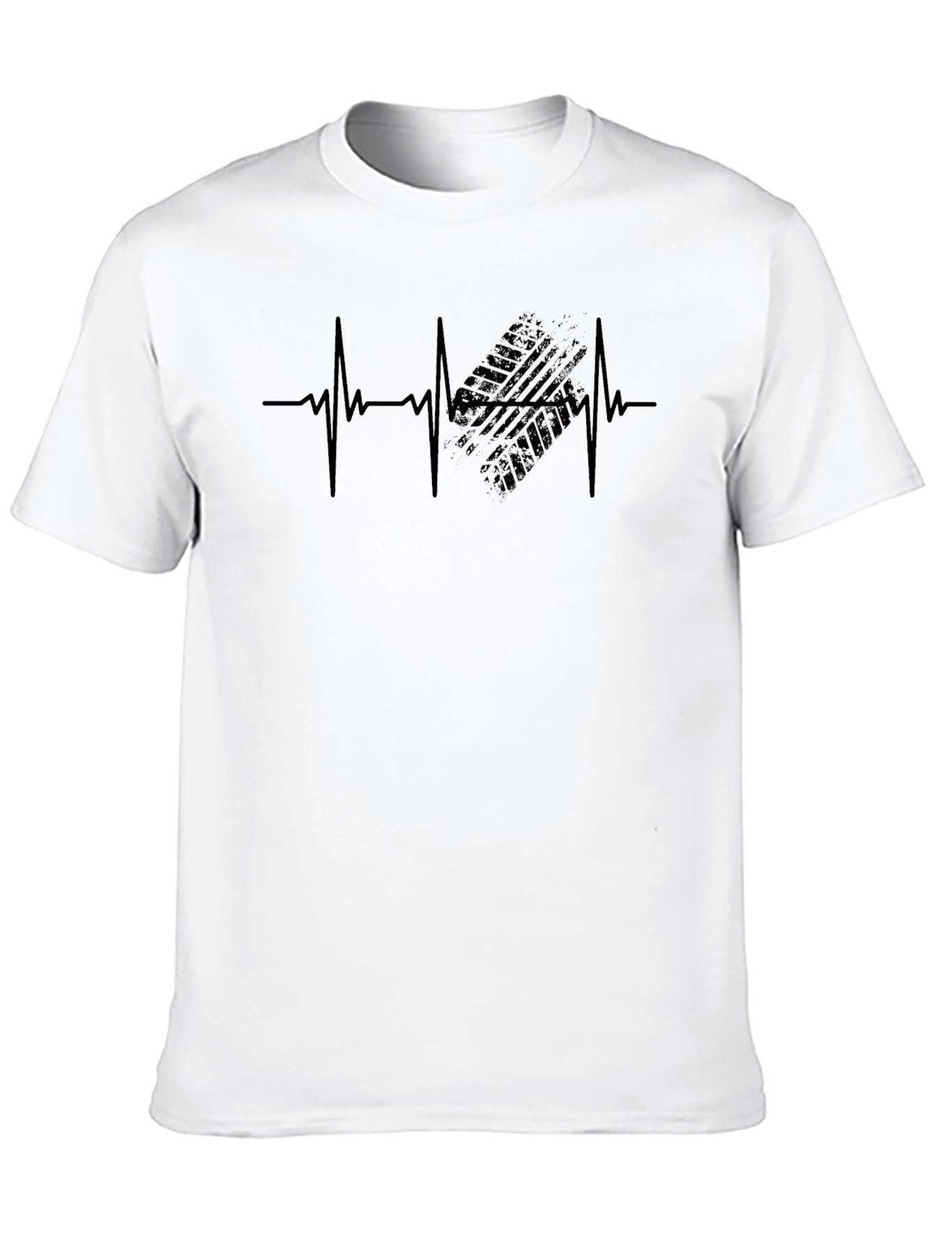 Heartbeat Tire Track T-Shirt - Mens Black Graphic Tee